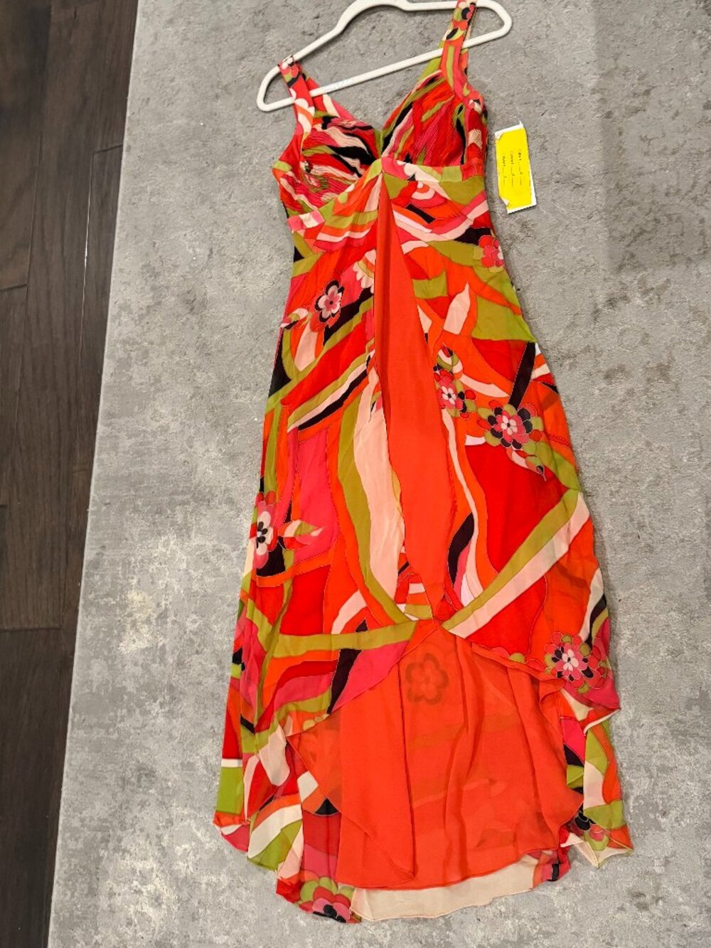 Sue Wong Dress Y2K Sexy #58 Cocktail SILK chiffon Evening Orange Beaded Hi Low